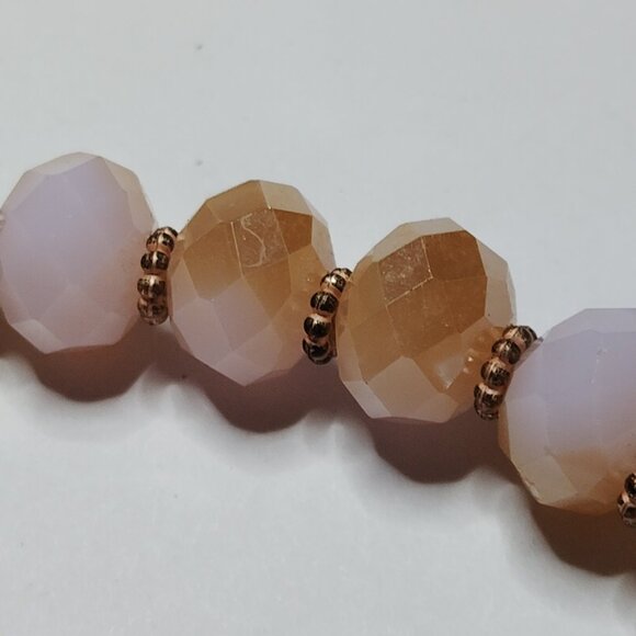 Faceted Gradient Glass Beads Blush Champagne w/ Gold Tone Spacers Vintage - Picture 4 of 7